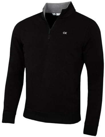 Calvin Klein Mens Rocky Half Zip Supersoft Sweater - Black - XXL