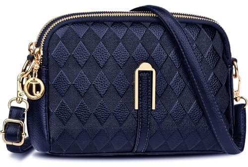 TEUEN Petit Sac a Bandoulière Femme, Simili Cuir Souple en PU Saccoche Bandouilliere avec Poches Multiples 2 in 1 Sacs à Main Portés Épaule et Pochette Bandoulière pour Telephone Portable