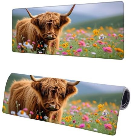 Large Mouse Mat Landscape, Extended XXL Ox Gaming Mouse Pad Desk Pad 600x300x3mm, Keyboard Mat with Non-Slip Rubber Base, Soft Smooth Surface, Stitched Edges Mousepad, Improved Precision and Speed F-9
