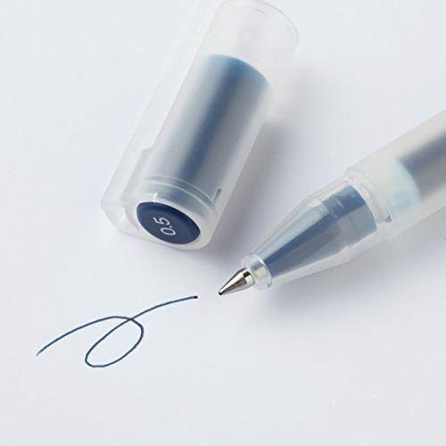 MUJI Gel Ink Pen Set, Cap Type (Set of 3 Pcs) (Navy, 0.5mm)