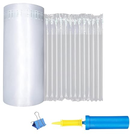 Luftpolsterfolie, 40 cm x 20 m, aufblasbares Säulenwickel, großer Weinflaschenschutz, kostenloser Pumpe