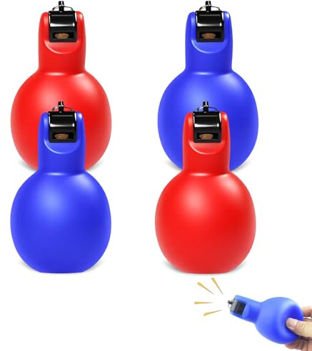 SZHUGEKI 4 Stück Handpfeife, Hand Squeeze Whistles mit Trageband, Handhupe, Sportunterricht, Schiedsrichterpfeife, Notfallpfeife, Geeignet für Hundetrainer, Trainer