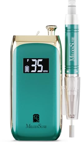 MelodySusie Electric Nail Drill, Rechargeable Nail Files for Acrylic Nail Cordless Portable E File Professional Nail Drill Machine for Home & Salon Manicure & Pedicure (Green)