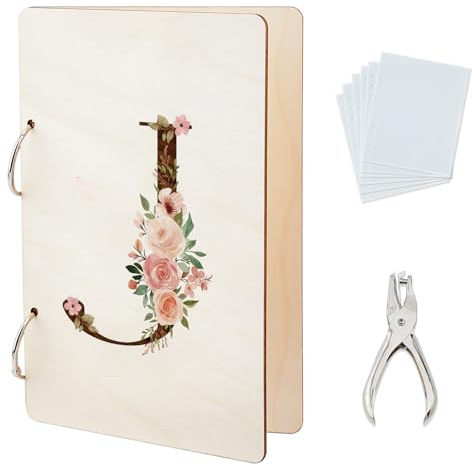 SUPERDANT Letter J Grußkarten Organizer Blumen Geschenkkartenhalter Kartenaufbewahrungsbox Aufbewahrungsalbum Mit Lochung Und 20 Stck Innentaschen Personalisiertes Geschenk Für Geburtstag Fotoalbum