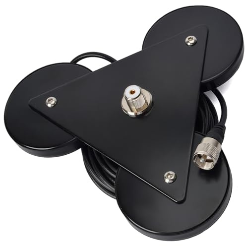 YNIBST Base Montaje Magnética para Antena CB/HF/VHF/UHF con Conector SO239 | Cable Coaxial RG58 PL259 de 5 metros/16,4 pies, Para Coche/Camión, Uso Exterior y Marítimo