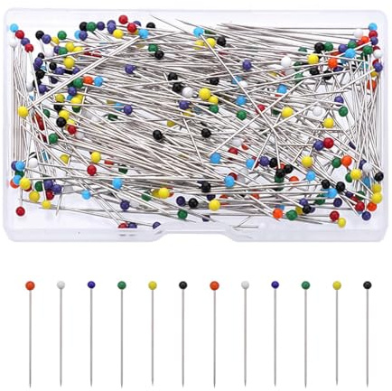 HONRIGO 300Pcs Quilting Pins - Glass Head Dressmaking Needles with Storage, 38mm Long Sewing Tools for Crafts, Dressmaking (Multicolor)