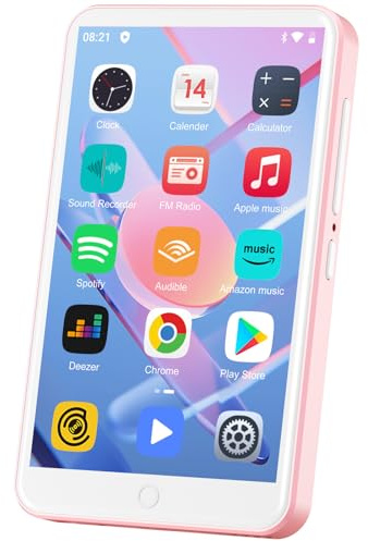 Lettore MP3 con Bluetooth e WiFi, Oilsky 80GB 4 pollici Android 9.0 Mp3, 1080P Touchscreen MP4 Player, Portable Music Player con Spotify, Audible, Deezer (Rosa)