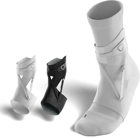 BETTERGUARDS Lite Sprunggelenkbandage – Leichte Sportbandage für Damen & Herren | Stabilisierung für Komfort & Beweglichkeit | Atmungsaktiv & ohne Kompression (Weiß, L, Links)