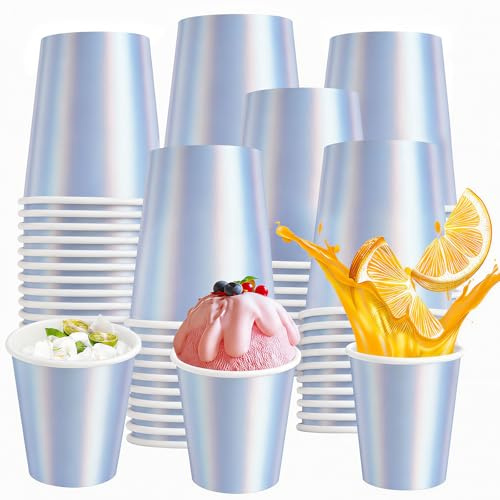 Coztie 60 Pcs Polka Dot Paper Cups, 9 oz/250ml Party Cups Silver | Paper Party Cups for Picnic Weddings Birthday Party Cup Table Decorations