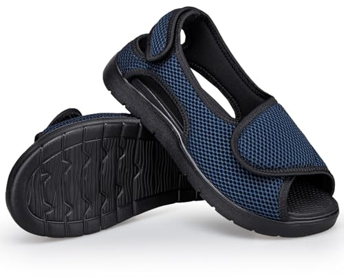 Zapatillas Diabéticos Mujer Sandalias de Ortopédica Hombre,Azul,41EU