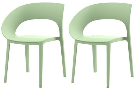 Rebecca Mobili 2er Set Esszimmerstuhl, Küchenstuhl, Salbeigrün, Polypropylen, Moderner - Maße HxBxT: 82,5 x 54 x 60 cm - Art. RE7250