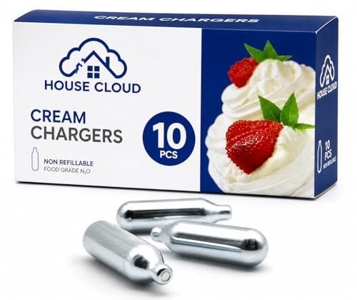 Ricariche Professionali per Panna N2O E942 per Sifone Montapanna Alimentare, Cartucce per Panna Montata, Creme, Mousse e Salse, Uso Cucina Bar Pasticceria, Non Alterano il Sapore, Alta Resa, 10 PEZZI