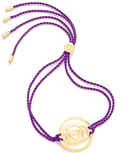 Daisy Brow Chakra-Armband, 24 Karat vergoldet, Violett, Nylonband (25 cm verstellbar)