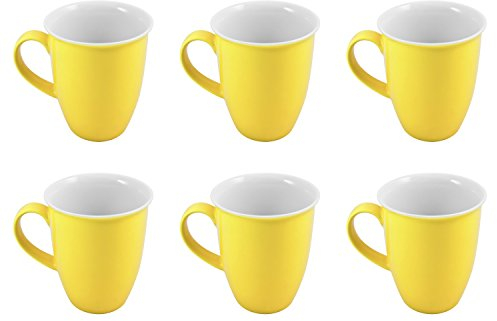 Ritzenhoff & Breker Doppio Kaffeebecher 6er Set, 320 ml, Gelbe Henkelbecher aus Porzellan, Mix & Match Geschirr, Gelb