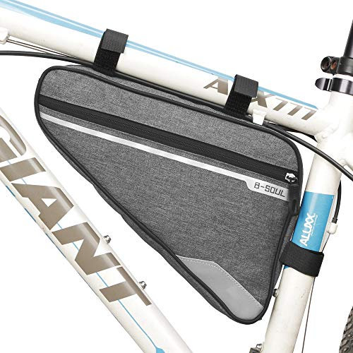 VOANZO Bike Storage Frame Bag, Waterproof Bicycle Triangle Bag Big Capacity Saddle Bag for Road Mountain Cycling 290 x 200 x 50 mm (Gray)