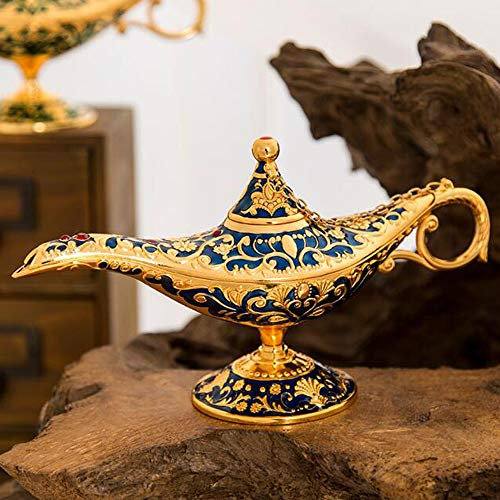 VOANZO Magic Aladdin Früher, Retro Metall Märchen Aladdin Magic Genie Teekanne Öl Hause Tischdekoration (blau)