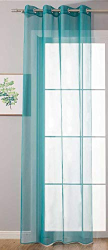 Ösenvorhang Transparent »Uni« Gardine HxB 225x140 cm Türkis Stores Vorhang Ösen Bleibandabschluß Wohnzimmer, 20332-cn