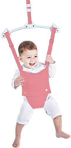 XIAOXIA Altalena da Porta Jumper Regolabile, Altalena da Porta per L'Esercizio Ginnico del Bebè, Lunghezza Regolabile Bambino Appeso Altalena Vai Bouncer per L'infante del Bambino 6-12 Mesi,Rosa