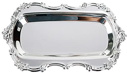 Quluxe Vassoio portagioie vintage, vassoio organizer per profumi, per fotografi di matrimoni e cerimonie, decorazione antica (argento)