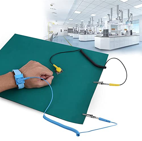 LANTRO JS Erdungsarmband Anti Static Armband Esd Armband mit Esd Matte Erdungsmatte + 2 Stück Kabeln