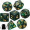 Aoriher 7 Stück Polyedrische Würfel Set mit Tasche Kompatibel mit Dungeons and Dragons Rollenspiel Würfel D4 D6 D8 D10 (00-90 und 0-9) D12 D20 für Tisch Spiel Pathfinder DND RPG (Grün Schwarz Nebel)