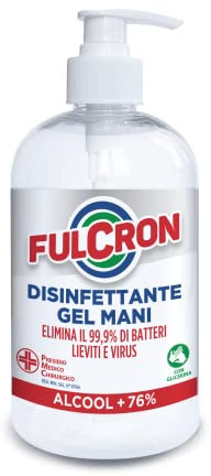 FULCRON Disinfettante Mani 500 ml, Gel detergente adatto alla pulizia delle mani, Gel Disinfettante ad asciugatura rapida, Presidio Medico Chirurgico