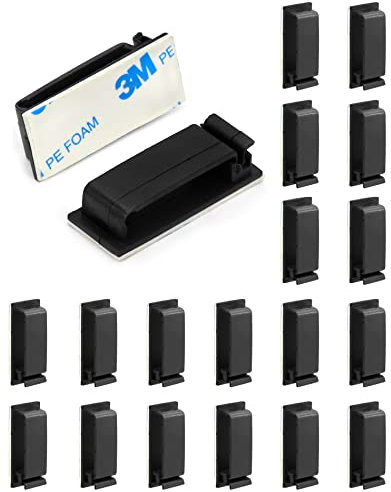 QWORK® 30 Pcs Clips Câbles Adhésifs, Câble Management, Organiseur de Fils Electriques pour TV/PC/Chargeur/Maison/Bureau/Voiture - Noir