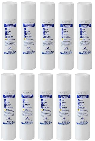 10x Aquati Polypropylene PP 1 Micron Sediment Standard Water Filter Cartridge 10” for Reverse Osmosis, HMA, Drinking Water Purification Systems.