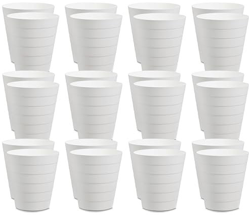 Basera Papierkorb Mülleimer 24er Set für Büro, Bad, Jugendzimmer & Kinderzimmer 13,5 Liter, 29 x 29 x 30 cm, Kunststoff, rund (weiß)