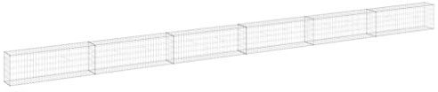 vidaXL Galvanized Steel Gabion Wall with Covers, Rustproof and Weather-Resistant, Stable Grid Design, 354.3''x11.8''x19.7'', Ideal for Residential and Commercial Landscaping, Silver