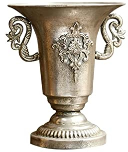 Classical Goblet Flower European Style Retro Old Wrought Iron Vase Flower Pot Golden and Silver Wedding Photo Props Home Decor Vase (Color : B2) (B2)