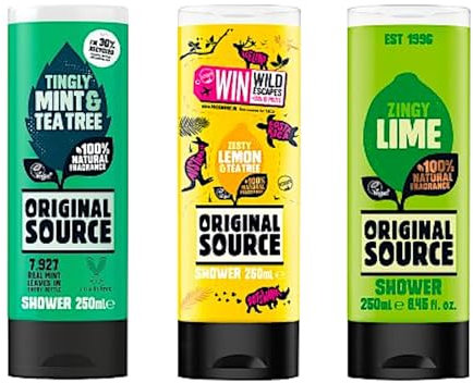 Original Shower Gel - Morning Zing 3 Pack Bundle (3 x 250ml) - Contains 3 Refreshing and Invigorating Scents - Tingly Mint Tea Tree, Zingy Lime and Zesty Lemon Tea Tree