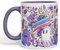 Vixar Hello Cool Kawaii Ghosts Tasse en céramique colorée Cadeau 330 ml 325 ml pour le travail, le bureau, le thé, le café (violet)