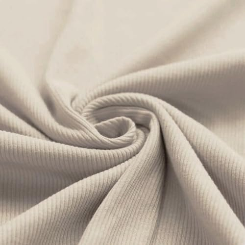 Ribstrick Jersey | Rippenjersey | Rip Jersey | schmale Rippen | softe Farben | für Bekleidung | Ökotex | 50x135 cm | Meterware (hellbeige)