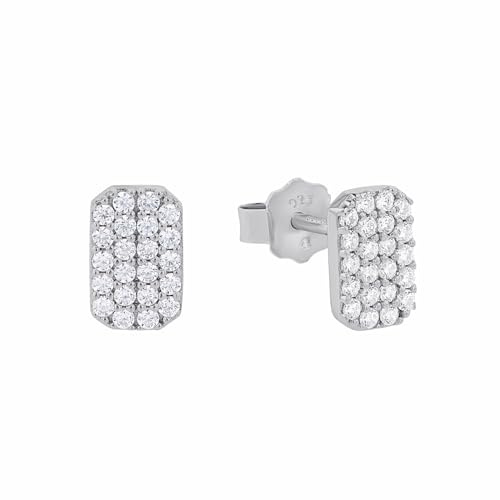 Amor Ohrstecker 925 Sterling Silber Damen Ohrschmuck, mit Zirkonia synth., 0,8 cm, Weiß, Kommt in Schmuck Geschenk Box, 2038061
