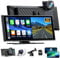 LAMTTO Wireless Car Stereo for Apple Carplay with 4K Dash Cam Front and Rear, 9.26'' Touch Screen Carplay Car Radio,1080P Backup Camera/Loop Recording/GPS Navigation/Mirror Link/64G TF