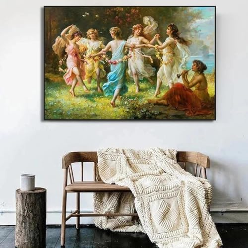 ytonghao Renaissance-Gemälde von Hans Zatzka, Reproduktionsdrucke, Poster „Edle Dame im Garten“, Leinwandgemälde, Wandkunst, 60 x 90 cm, ohne Rahmen