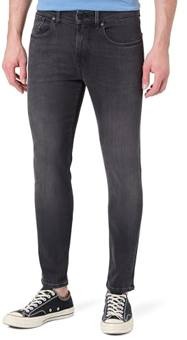 7 For All Mankind Herren Slimmy Tapered Luxe Performance Plus Washed Black Jeans, Schwarz, 36W EU