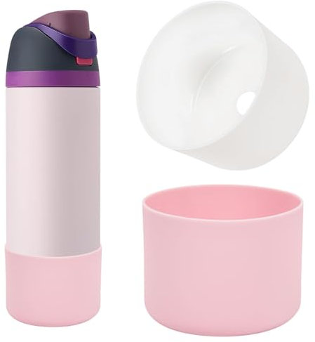 Silicone Water Bottle Boot for Owala 945ml, Anti-Slip Protective Sleeve Bottom Cover Protector FreeSip, Twist, and Flip Stainless Steel Bottles (Pink+White, For 945ml)
