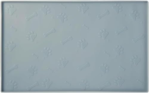Silikon-Futtermatten für Haustiere - wasserdichte Hunde- und Katzenplatzmatten mit erhöhten Rändern (Grau, 40x30CM)