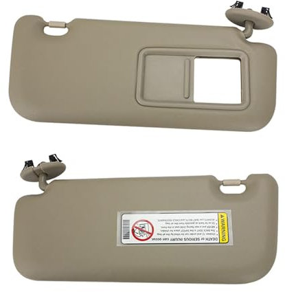 Viseras Parasol Coche para Toyota para Auris para Corolla 2010-2013 Parasol con Espejo Gris Beige Lado Izquierdo Derecho Lado Conductor Lado Pasajero Interior Parasol para Coche(Beige 1 Set)