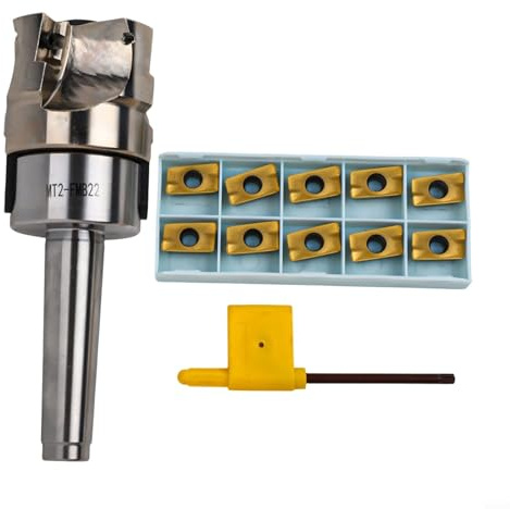 MT2-FMB22-M10 Dorn 400R 50 mm Stirnfräser mit 10 x APMT1604 Hartmetalleinsätzen für CNC-Metallbearbeitung, schweres Fräsen, Halterung aus legiertem Stahl