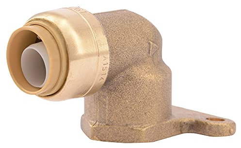 SharkBite 1/2 Inch x 1/2 Inch FNPT Elbow with Mounting Ears, Push to Connect Brass Plumbing Fitting, PEX Pipe, Copper, CPVC, PE-RT, HDPE, U335LFA