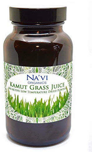 Na'vi Organics Raw Kamut Wheat Grass Juice Powder - Glass Jar - Premium Grade, Organic Certified Powder wholefood Supplement, 100 g