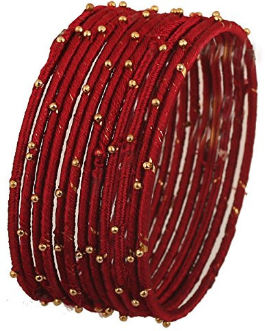 Touchstone Seidenfaden Armreif Sammlung handgefertigten Kunstseidenfaden kastanienbraunen Faden Perlen Armreif Schmuck für Damen 2.5 Kastanienbraun