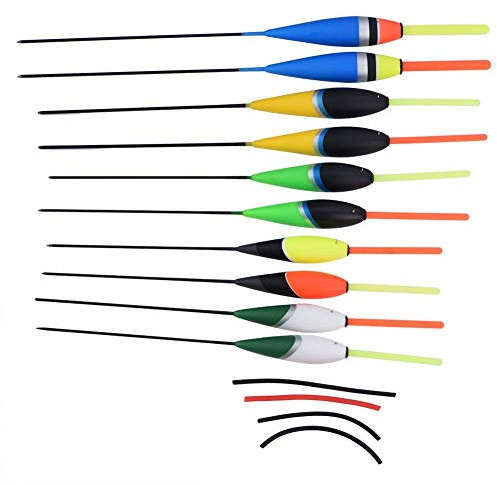 Tbest 10Pcs Assortiment de Tailles Pêche Lure Flotteurs Bobbers Slip Drift Tube Crochets Eau Douce Flottant Accessoires