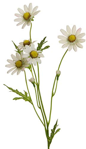 Floratexx Kunstblume MARGERITENZWEIG ca 60 cm. Margerite mit 5 Blüten und 2 Knospen. 42009 02
