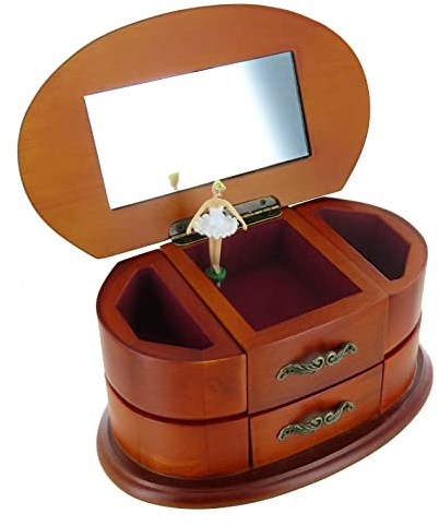 Lutèce Créations Schmuckschatulle/Schmuckdose/Schmuckbox mit Spieluhr aus Holz mit tanzender Ballerina - Schwanensee (P. I. Tschaikowski)
