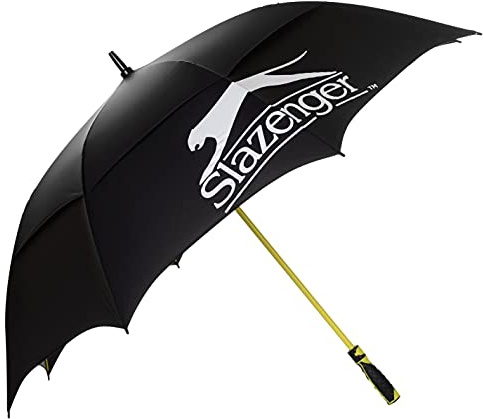 Slazenger Unisex Double Canopy Golf Umbrella Ergonomic Handle Black/lime One Size