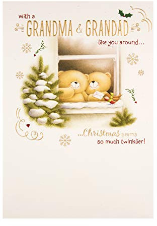 Weihnachtskarte für Oma und Großvater, niedliches Forever Friends-Design